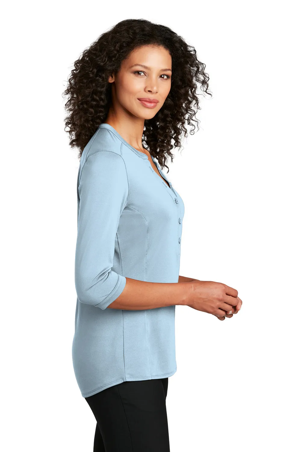 Port Authority Womens Moisture Wicking 3/4 Sleeve Polo Shirt - Cloud Blue - Closeout