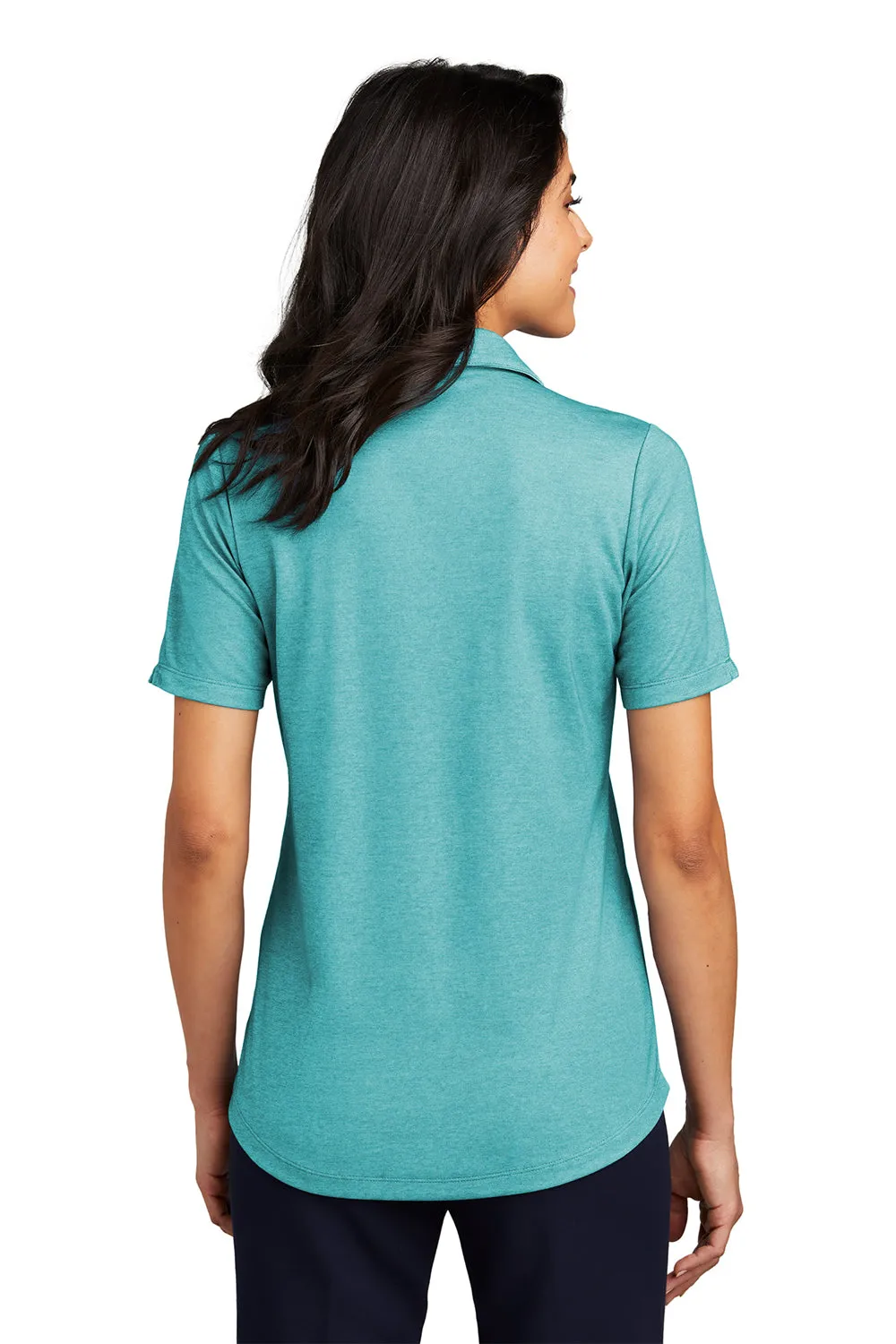 Port Authority Womens Moisture Wicking Fine Pique Short Sleeve Polo Shirt - Heather Dark Teal