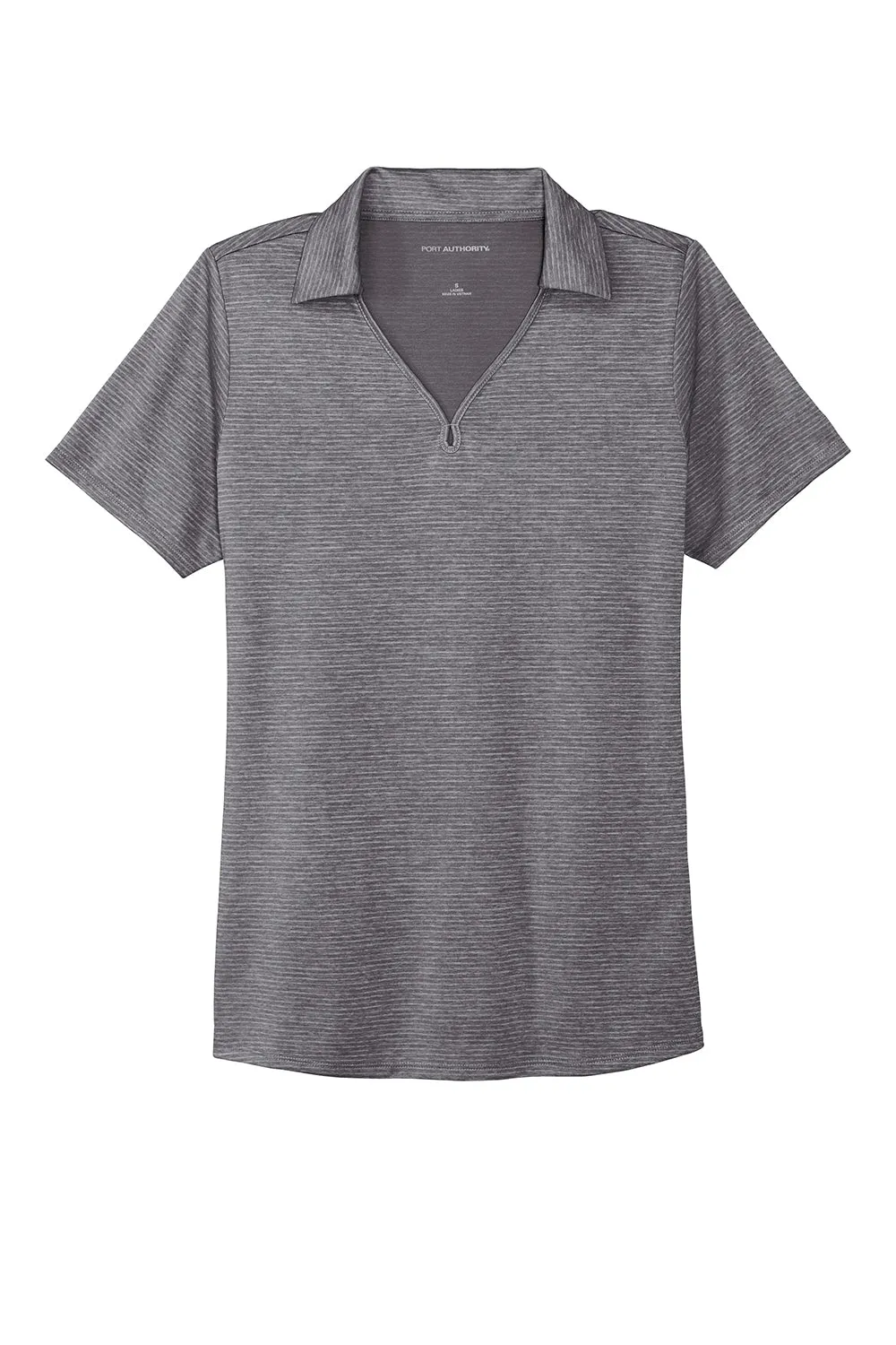 Port Authority Womens Moisture Wicking Shadow Stripe Short Sleeve Polo Shirt - Shadow Grey - Closeout
