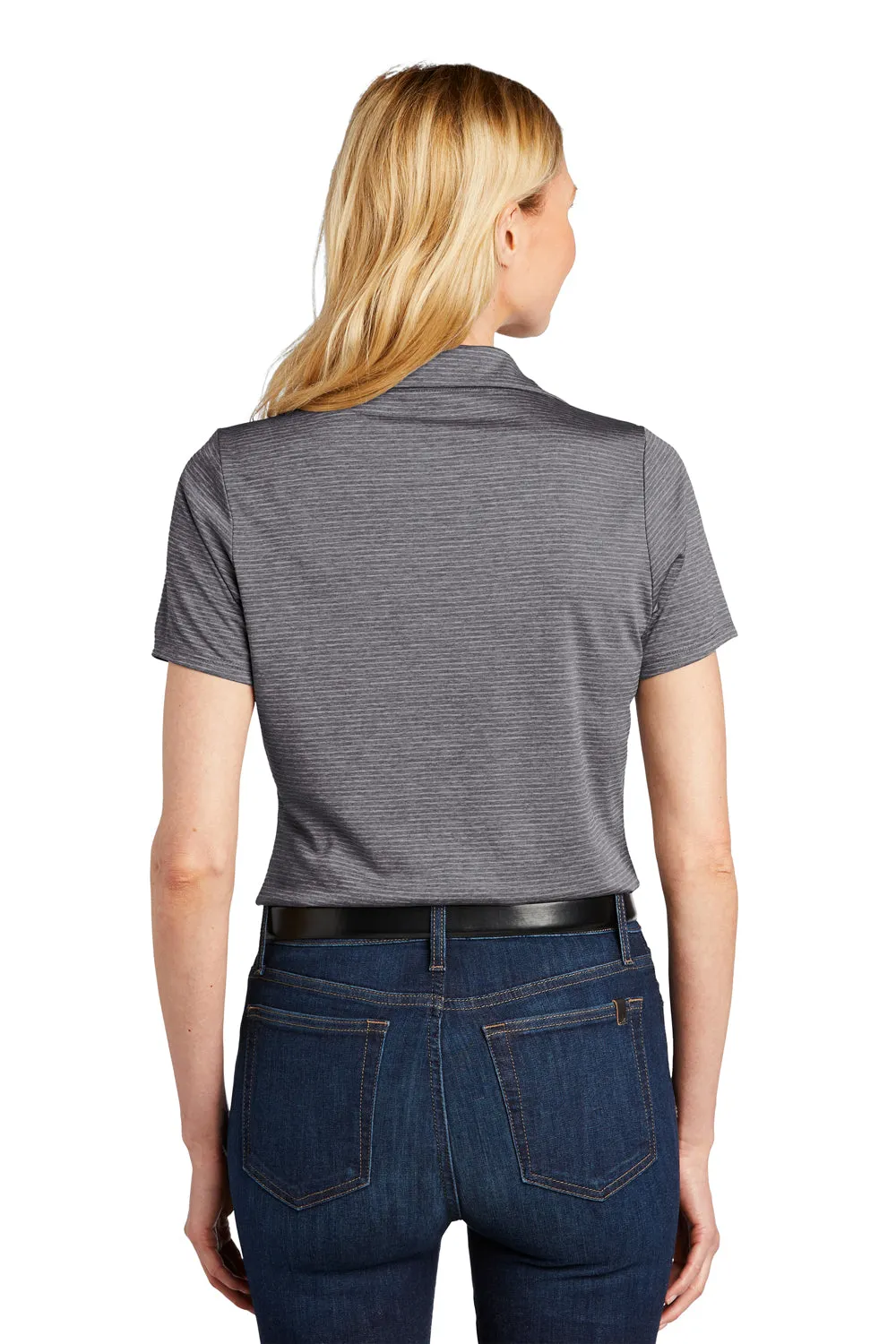 Port Authority Womens Moisture Wicking Shadow Stripe Short Sleeve Polo Shirt - Shadow Grey - Closeout