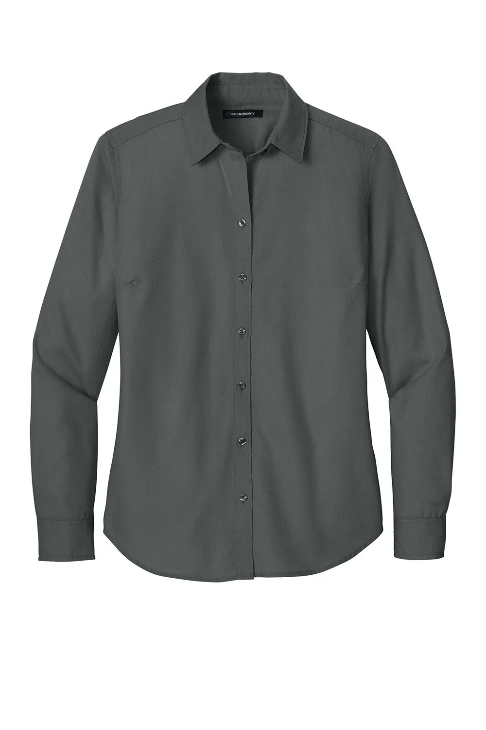 Port Authority Womens Nailhead Easy Care Long Sleeve Button Down Shirt - Deep Black