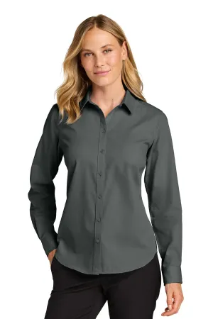 Port Authority Womens Nailhead Easy Care Long Sleeve Button Down Shirt - Deep Black