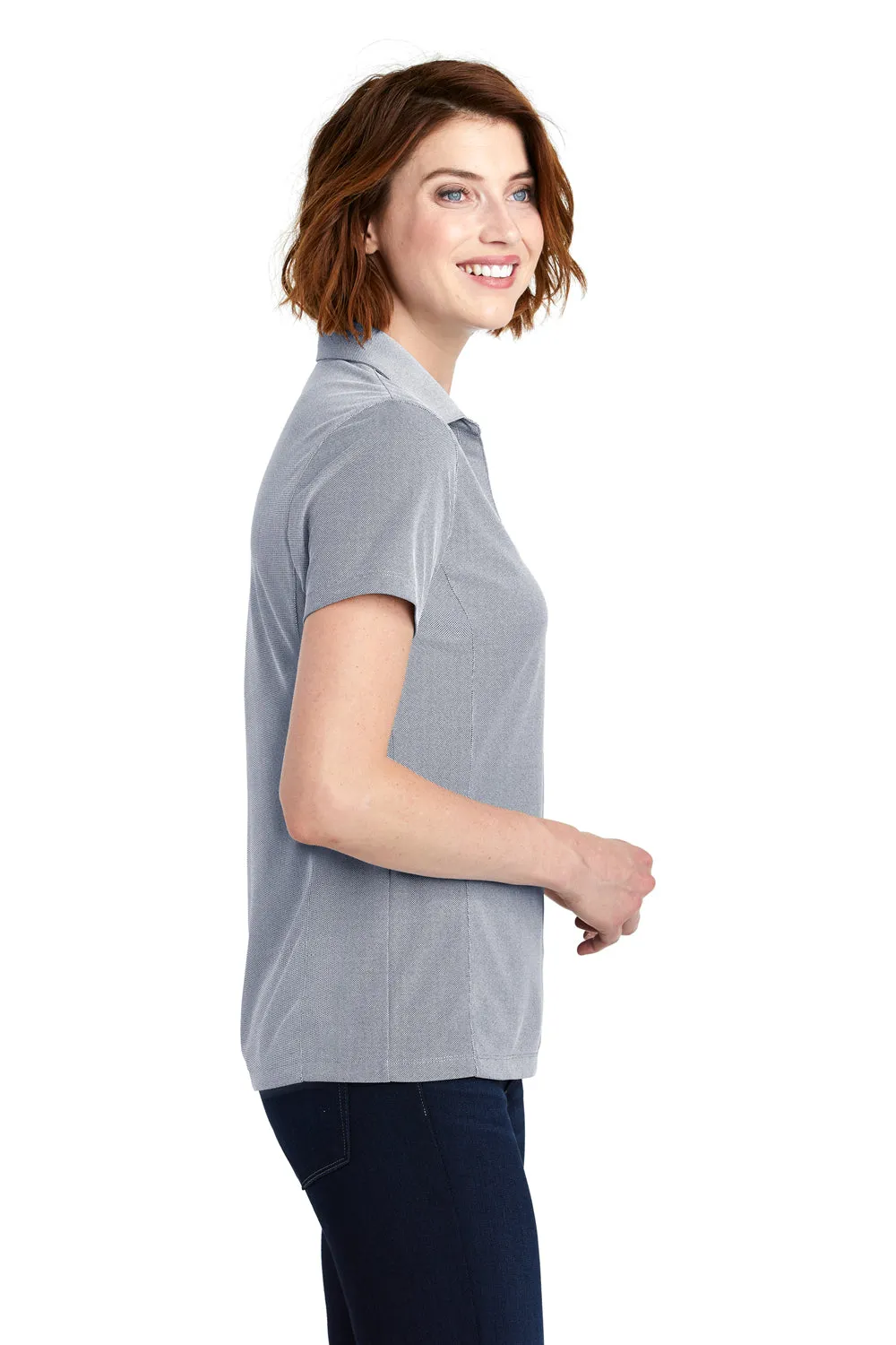 Port Authority Womens Oxford Moisture Wicking Short Sleeve Polo Shirt - True Navy Blue - Closeout