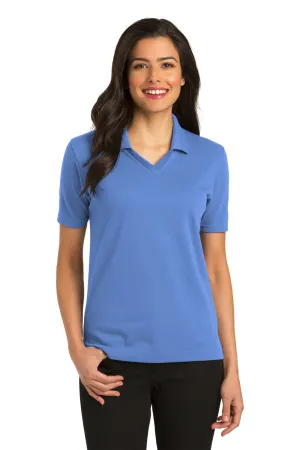 Port Authority Womens Rapid Dry Moisture Wicking Short Sleeve Polo Shirt - Riviera Blue - Closeout