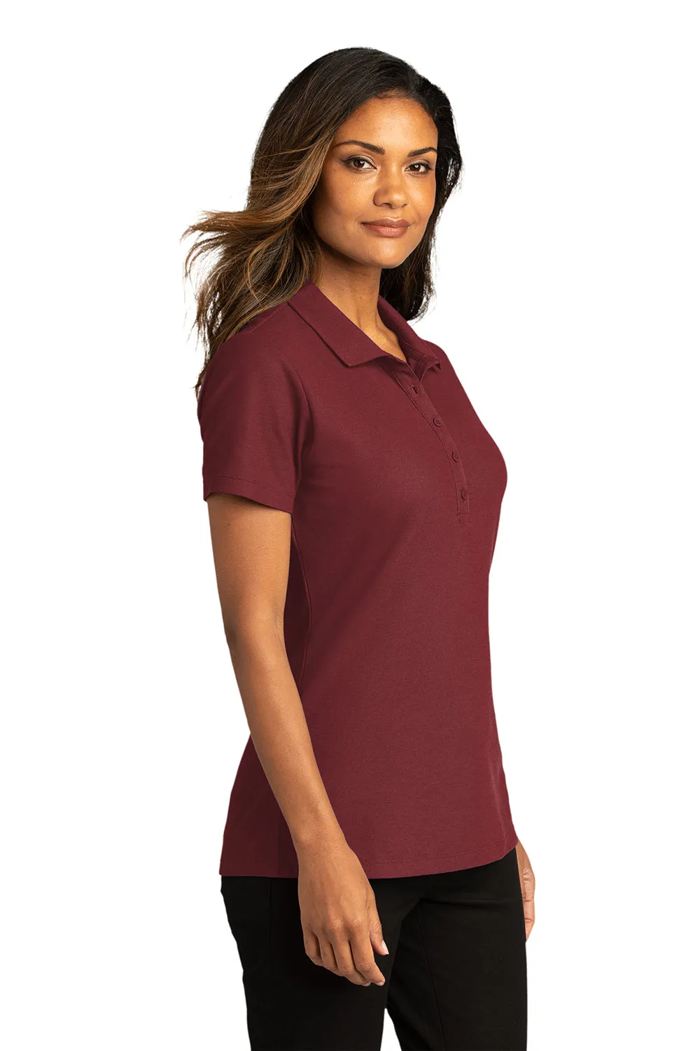 Port Authority Womens React SuperPro Snag Resistant Short Sleeve Polo Shirt - Burgundy