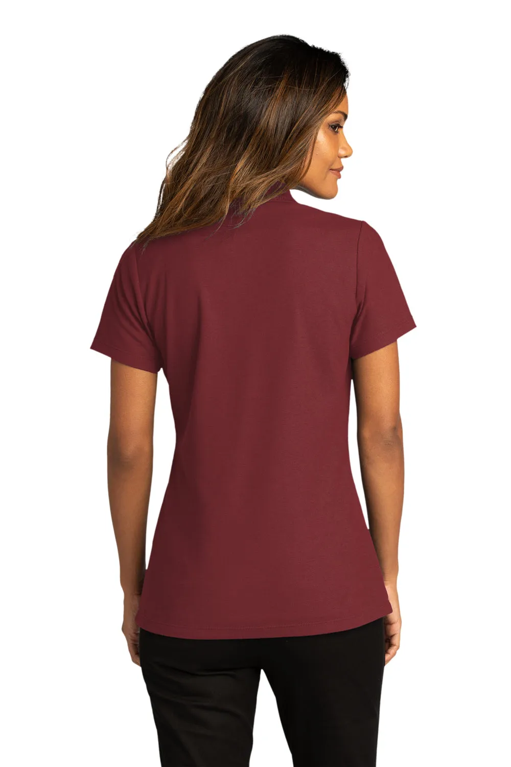 Port Authority Womens React SuperPro Snag Resistant Short Sleeve Polo Shirt - Burgundy