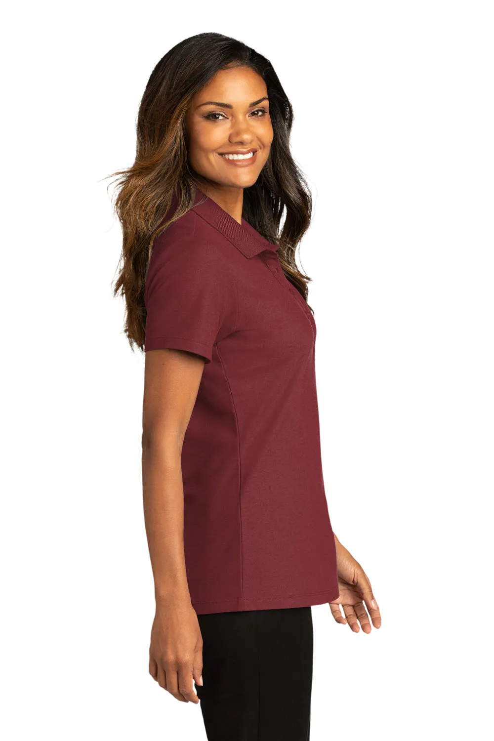 Port Authority Womens React SuperPro Snag Resistant Short Sleeve Polo Shirt - Burgundy