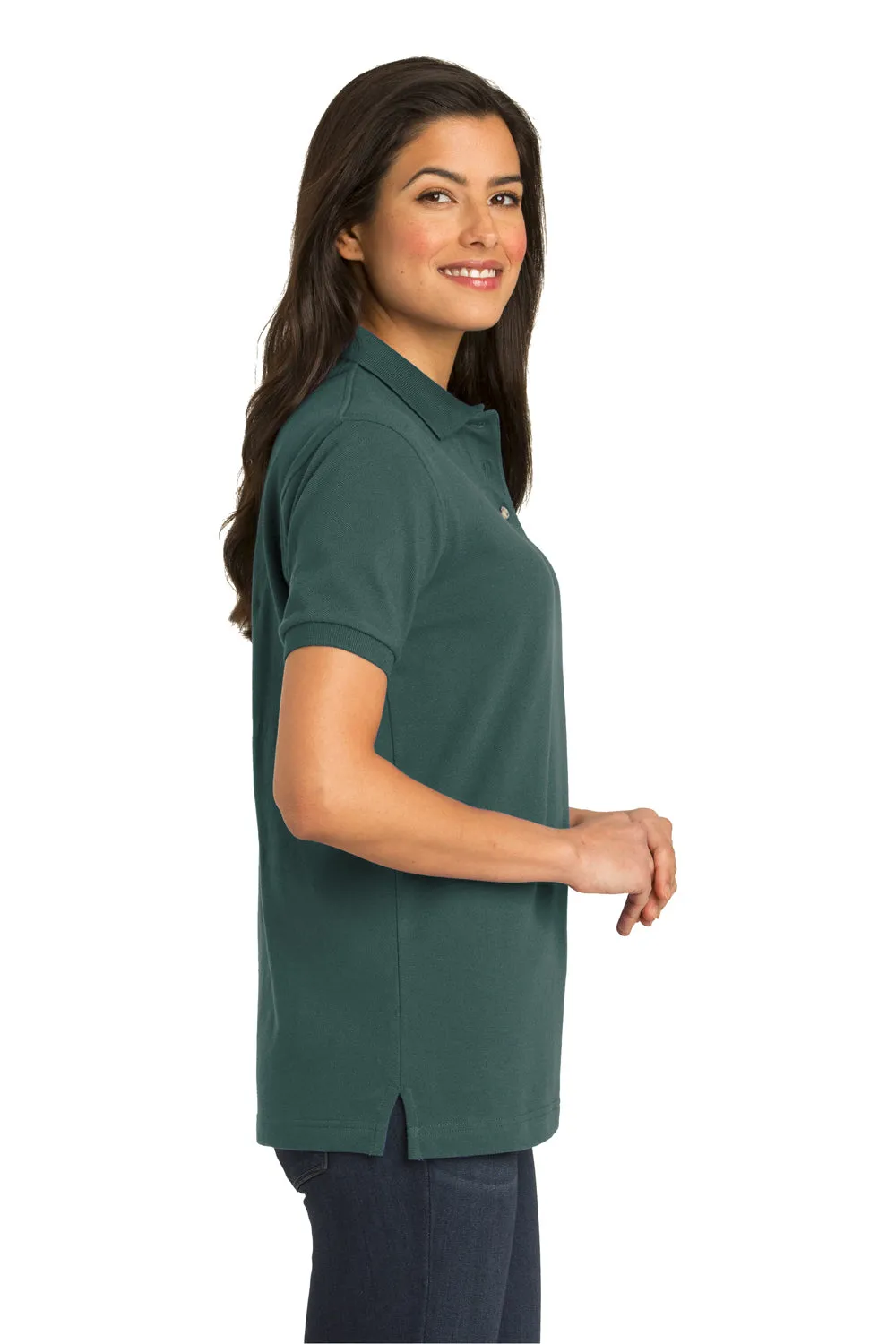 Port Authority Womens Shrink Resistant Short Sleeve Polo Shirt - Dark Green - Closeout