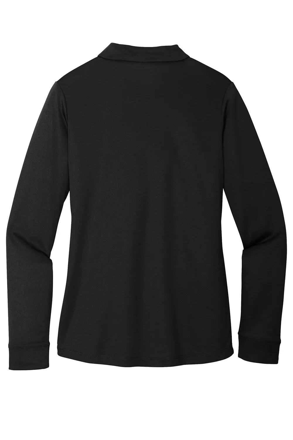 Port Authority Womens Silk Touch Performance Moisture Wicking Long Sleeve Polo Shirt - Black