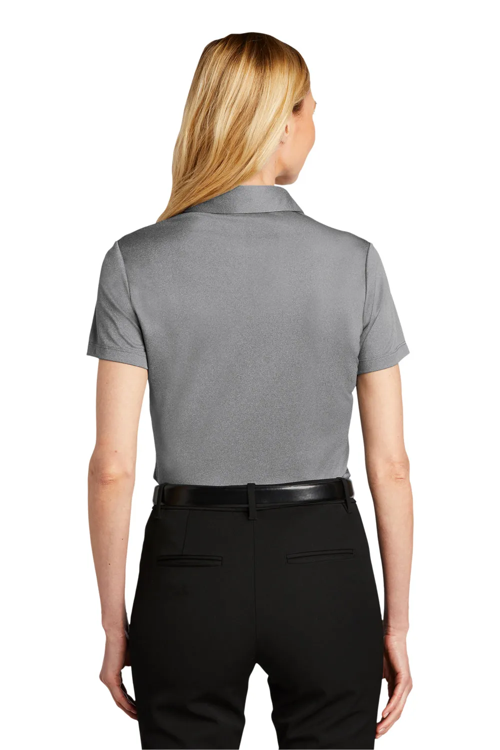 Port Authority Womens Silk Touch Performance Moisture Wicking Short Sleeve Polo Shirt - Heather Shadow Grey