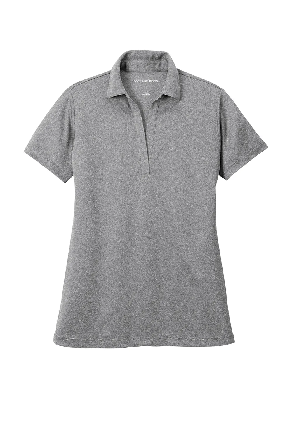 Port Authority Womens Silk Touch Performance Moisture Wicking Short Sleeve Polo Shirt - Heather Shadow Grey