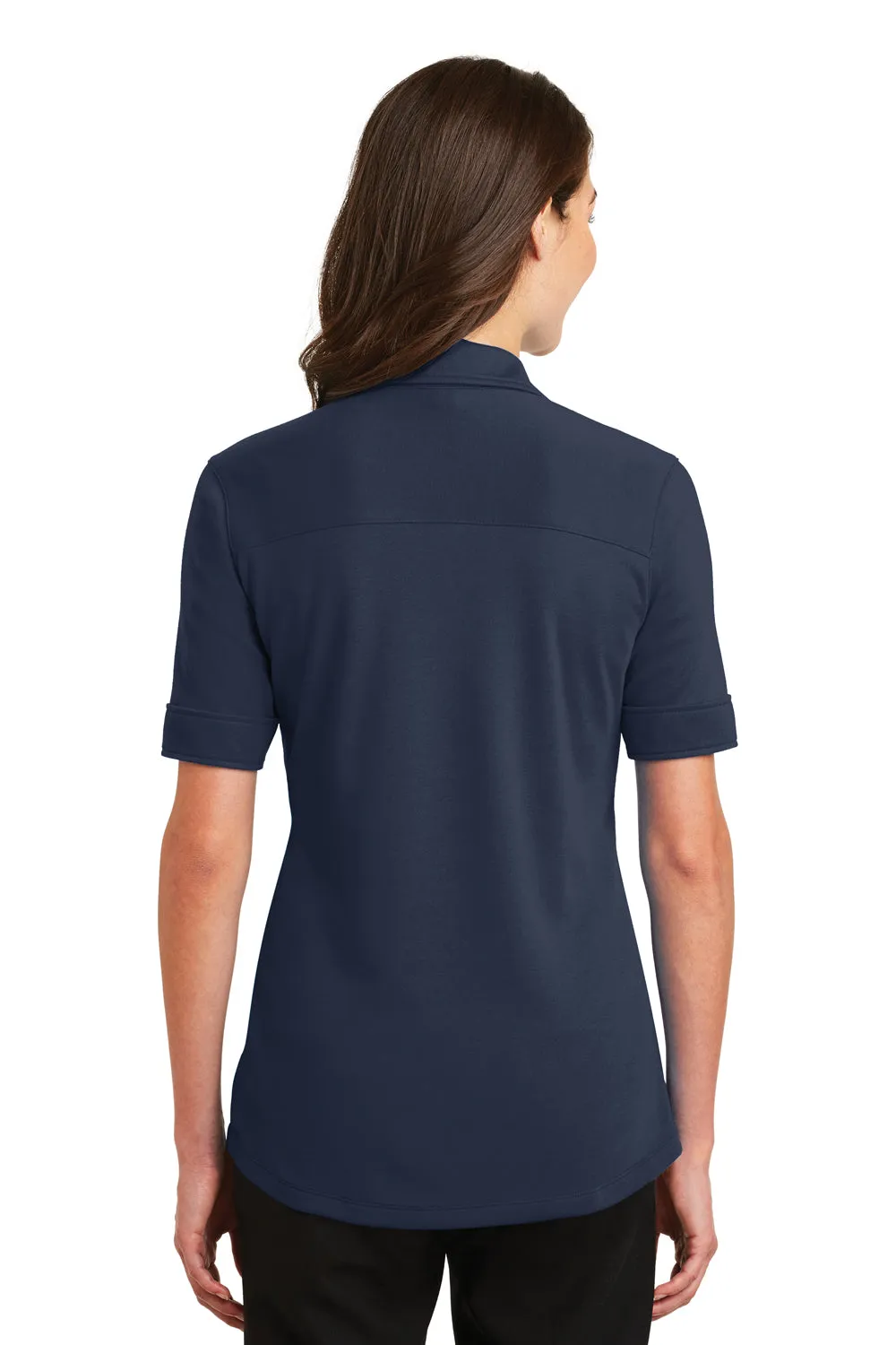 Port Authority Womens Silk Touch Performance Moisture Wicking Short Sleeve Polo Shirt - Navy Blue - Closeout