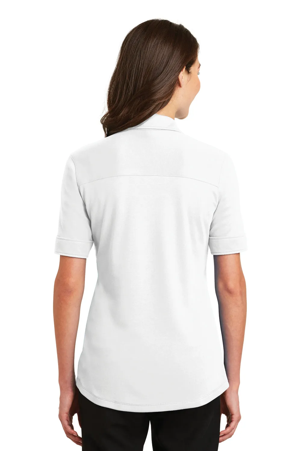 Port Authority Womens Silk Touch Performance Moisture Wicking Short Sleeve Polo Shirt - White - Closeout