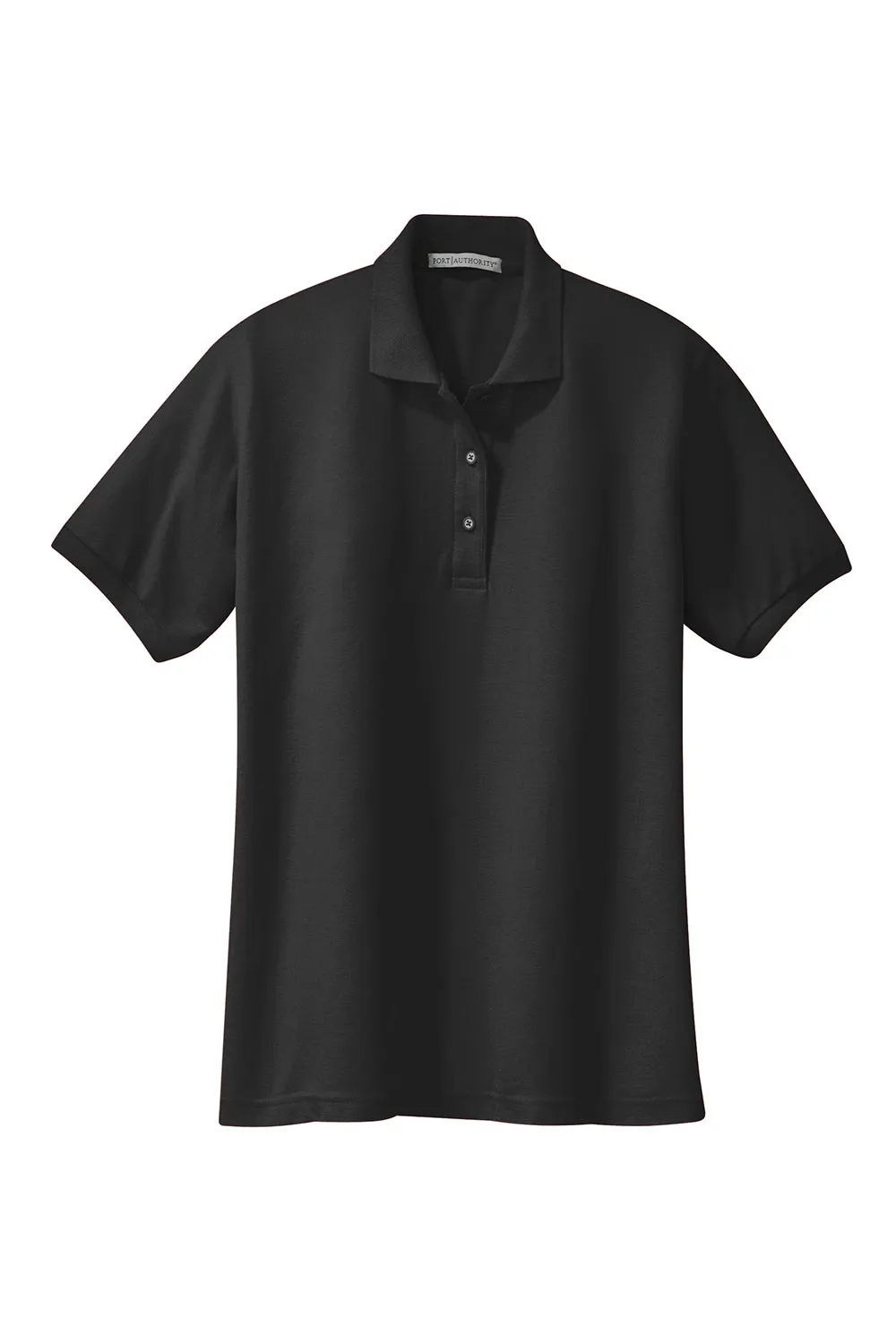 Port Authority Womens Silk Touch Wrinkle Resistant Short Sleeve Polo Shirt - Black