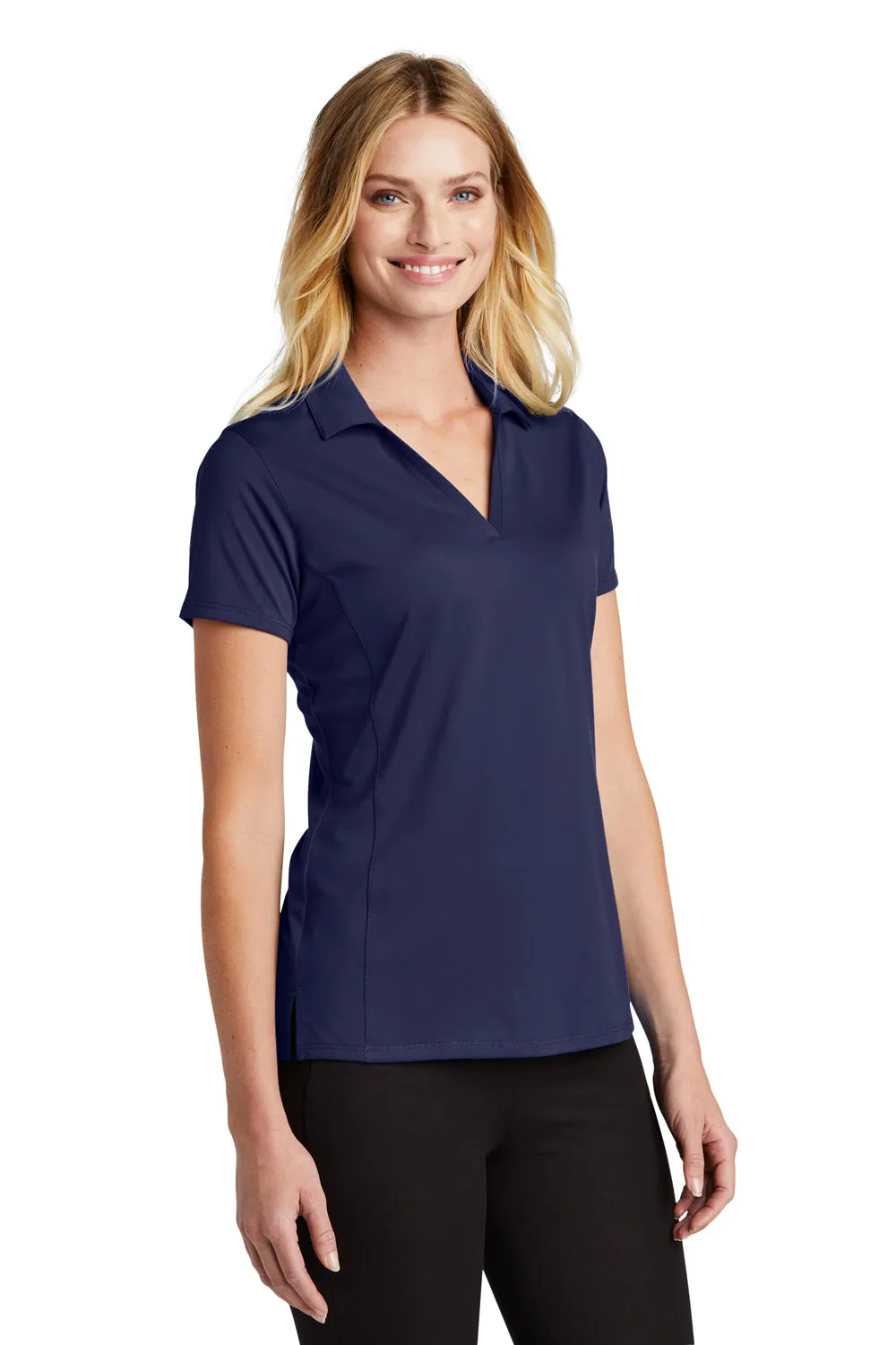Port Authority Womens Staff Performance Moisture Wicking Short Sleeve Polo Shirt - True Navy Blue