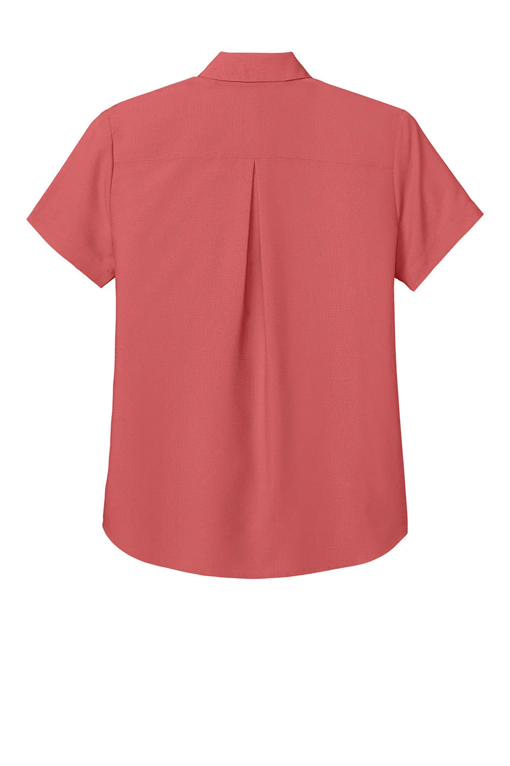 Port Authority Womens UV Dockside Moisture Wicking Short Sleeve Button Down Shirt - Coral Reef