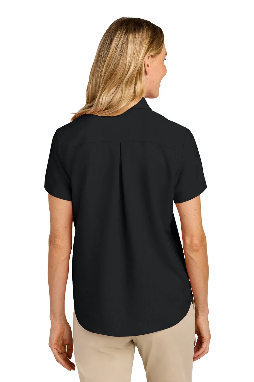 Port Authority Womens UV Dockside Moisture Wicking Short Sleeve Button Down Shirt - Deep Black