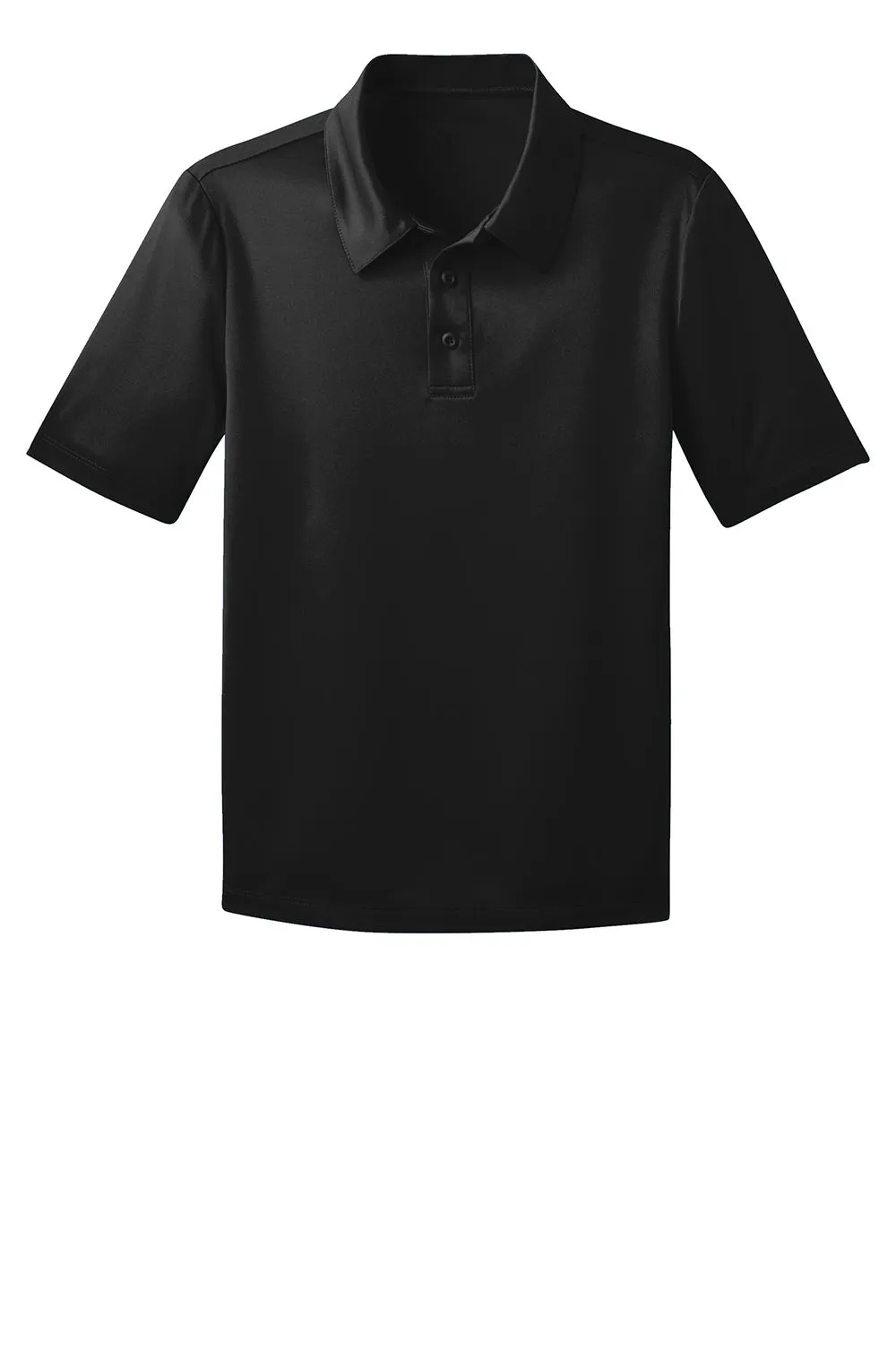 Port Authority Youth Silk Touch Performance Moisture Wicking Short Sleeve Polo Shirt - Black