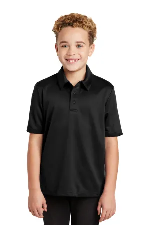 Port Authority Youth Silk Touch Performance Moisture Wicking Short Sleeve Polo Shirt - Black