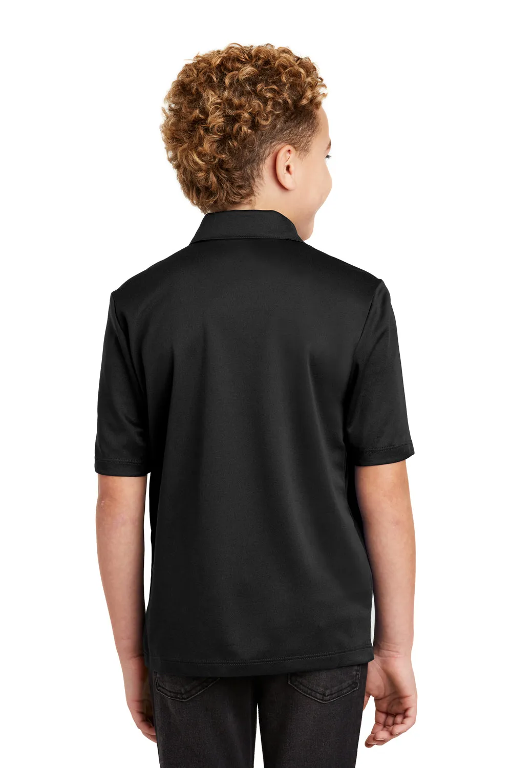 Port Authority Youth Silk Touch Performance Moisture Wicking Short Sleeve Polo Shirt - Black
