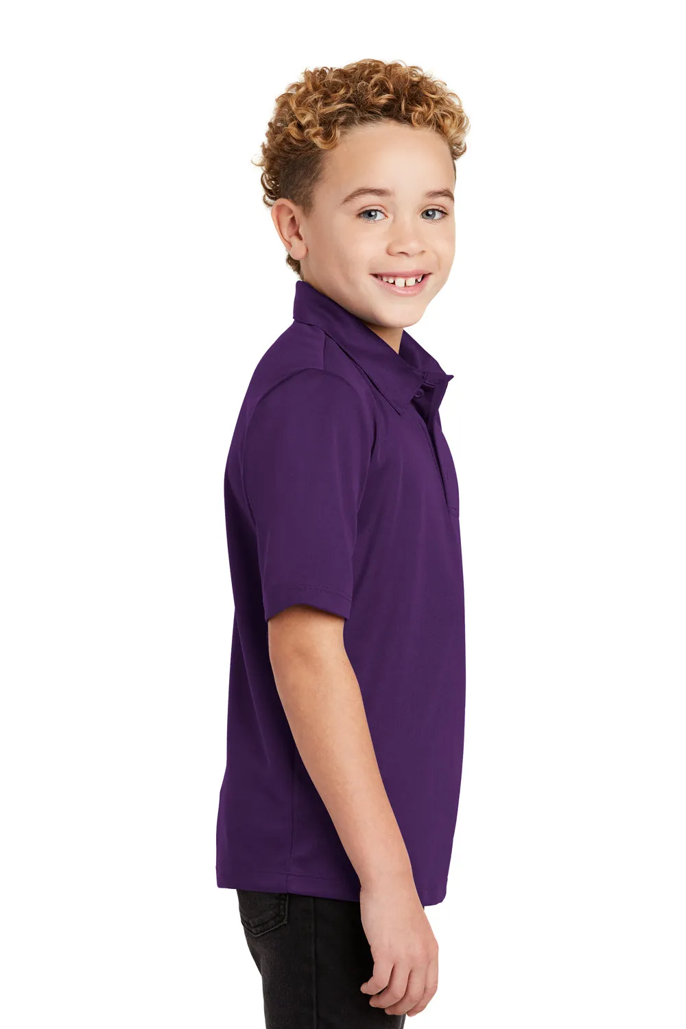 Port Authority Youth Silk Touch Performance Moisture Wicking Short Sleeve Polo Shirt - Bright Purple