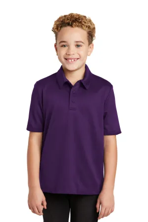 Port Authority Youth Silk Touch Performance Moisture Wicking Short Sleeve Polo Shirt - Bright Purple