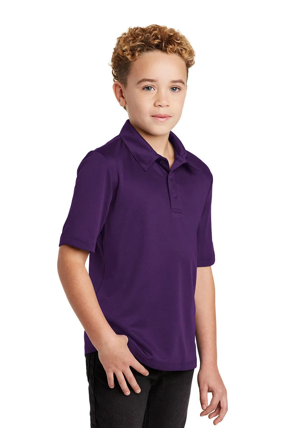 Port Authority Youth Silk Touch Performance Moisture Wicking Short Sleeve Polo Shirt - Bright Purple
