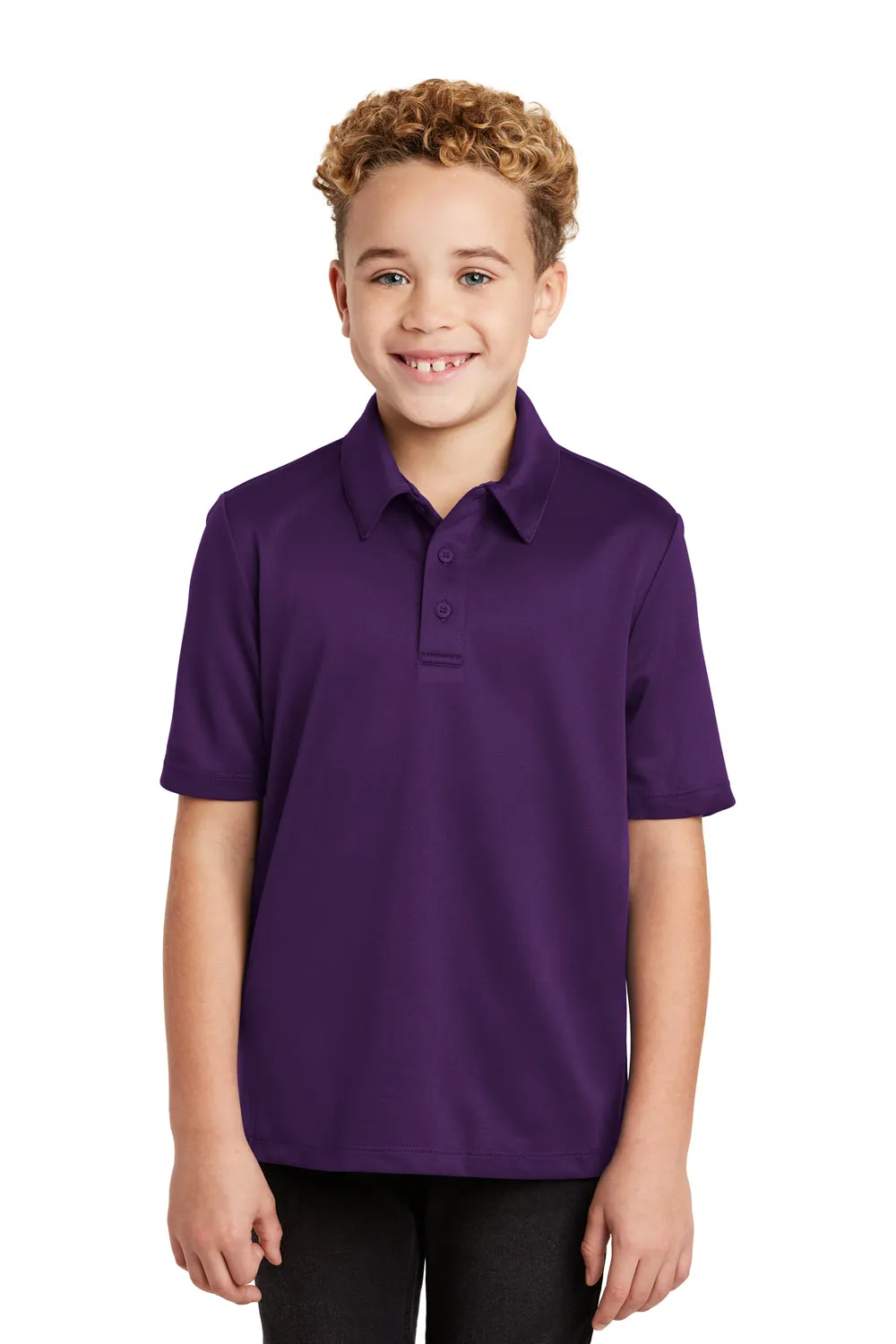 Port Authority Youth Silk Touch Performance Moisture Wicking Short Sleeve Polo Shirt - Bright Purple
