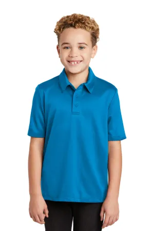 Port Authority Youth Silk Touch Performance Moisture Wicking Short Sleeve Polo Shirt - Brilliant Blue