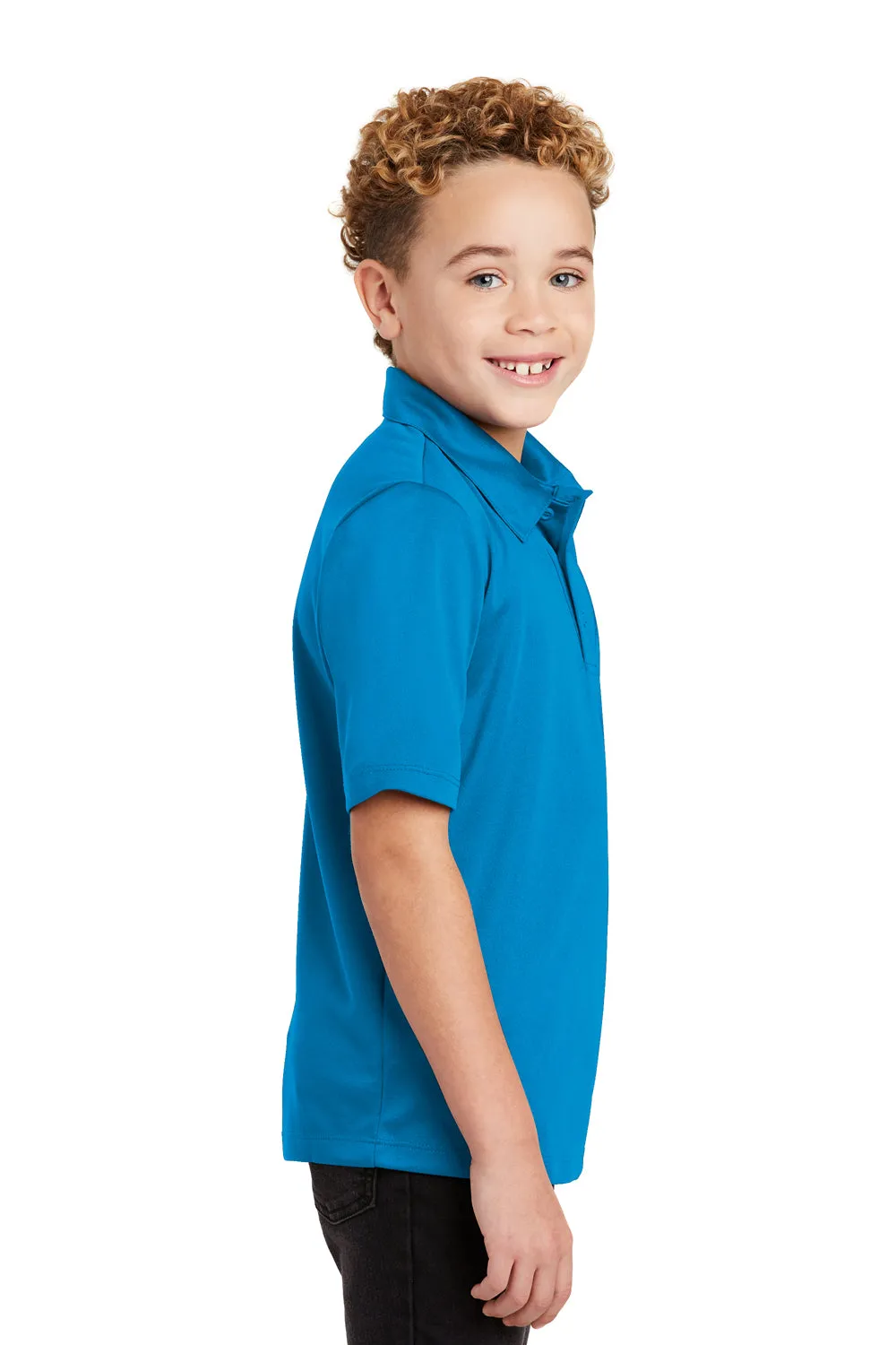 Port Authority Youth Silk Touch Performance Moisture Wicking Short Sleeve Polo Shirt - Brilliant Blue