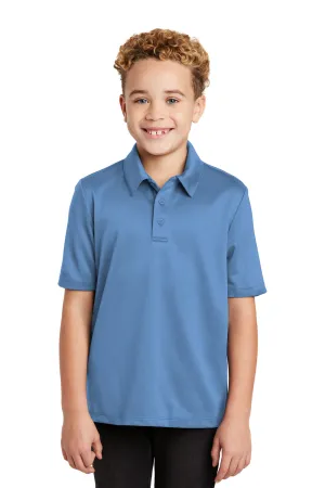 Port Authority Youth Silk Touch Performance Moisture Wicking Short Sleeve Polo Shirt - Carolina Blue