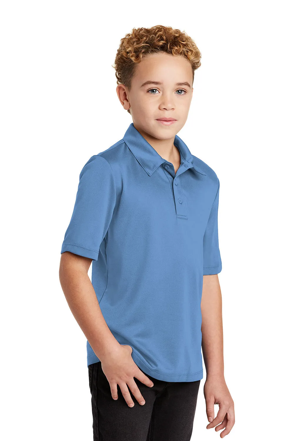 Port Authority Youth Silk Touch Performance Moisture Wicking Short Sleeve Polo Shirt - Carolina Blue