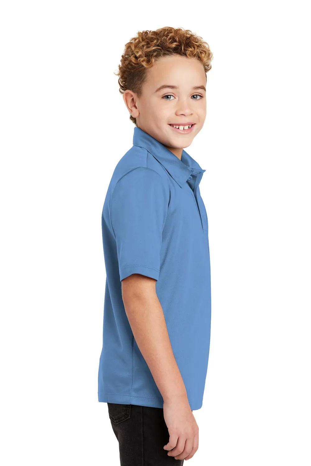 Port Authority Youth Silk Touch Performance Moisture Wicking Short Sleeve Polo Shirt - Carolina Blue