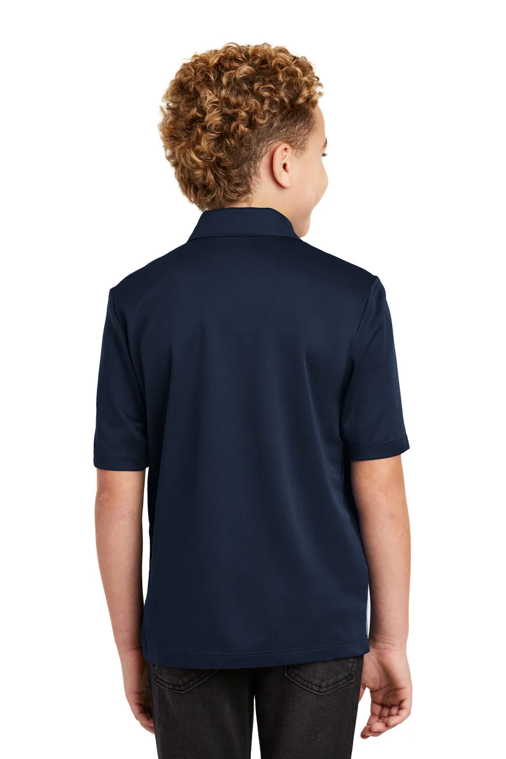 Port Authority Youth Silk Touch Performance Moisture Wicking Short Sleeve Polo Shirt - Navy Blue