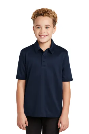 Port Authority Youth Silk Touch Performance Moisture Wicking Short Sleeve Polo Shirt - Navy Blue