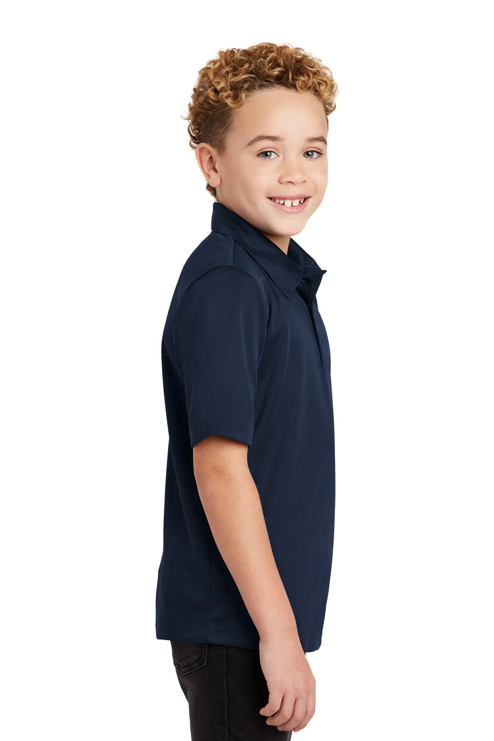 Port Authority Youth Silk Touch Performance Moisture Wicking Short Sleeve Polo Shirt - Navy Blue