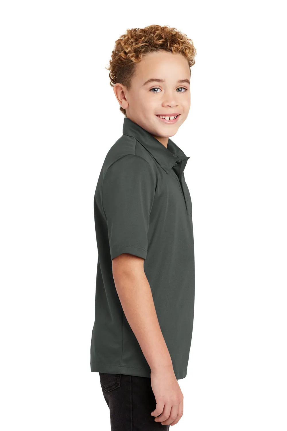 Port Authority Youth Silk Touch Performance Moisture Wicking Short Sleeve Polo Shirt - Steel Grey