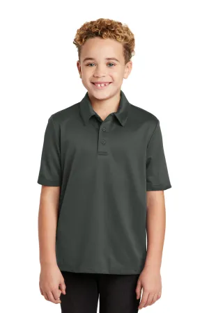 Port Authority Youth Silk Touch Performance Moisture Wicking Short Sleeve Polo Shirt - Steel Grey