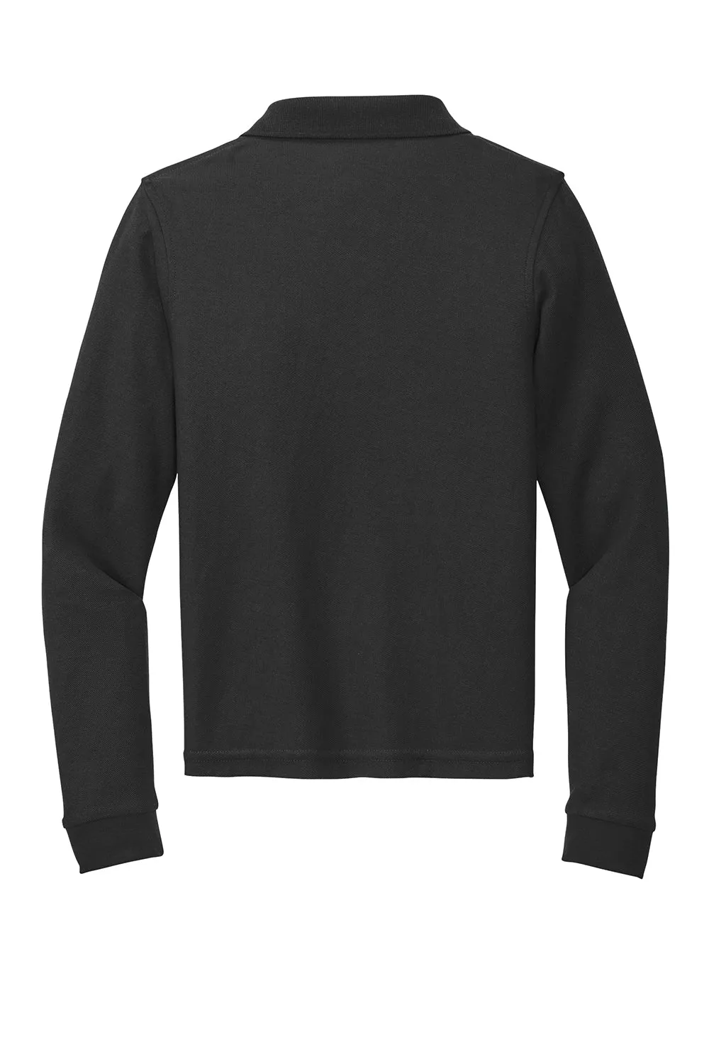 Port Authority Youth Silk Touch Wrinkle Resistant Long Sleeve Polo Shirt - Black