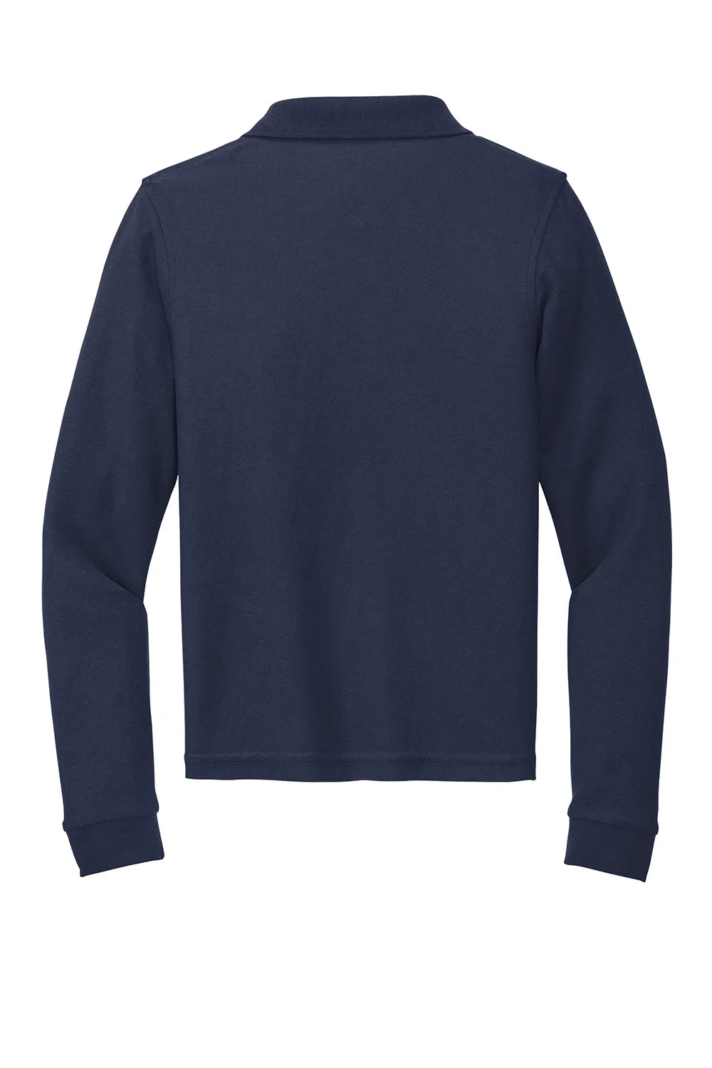 Port Authority Youth Silk Touch Wrinkle Resistant Long Sleeve Polo Shirt - Navy Blue