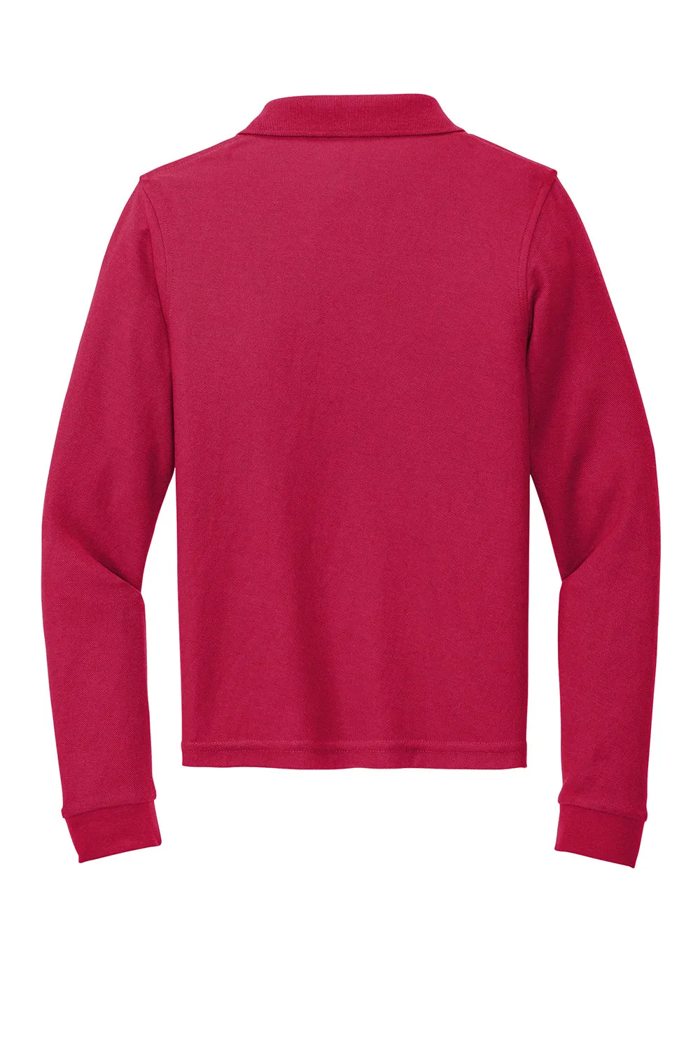 Port Authority Youth Silk Touch Wrinkle Resistant Long Sleeve Polo Shirt - Red