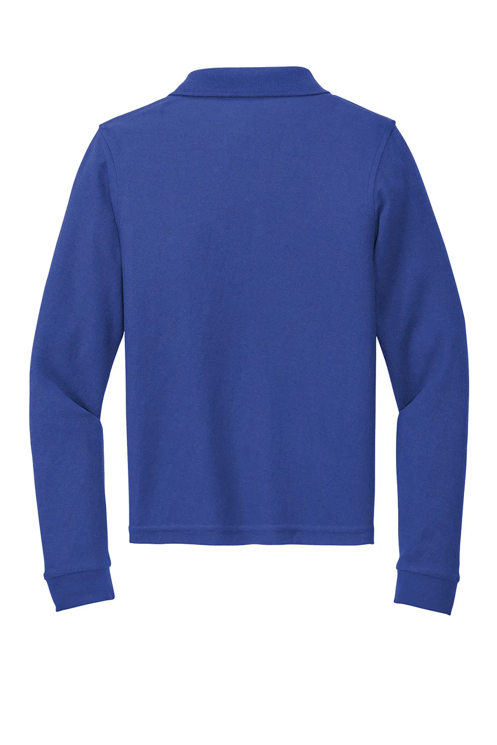 Port Authority Youth Silk Touch Wrinkle Resistant Long Sleeve Polo Shirt - Royal Blue