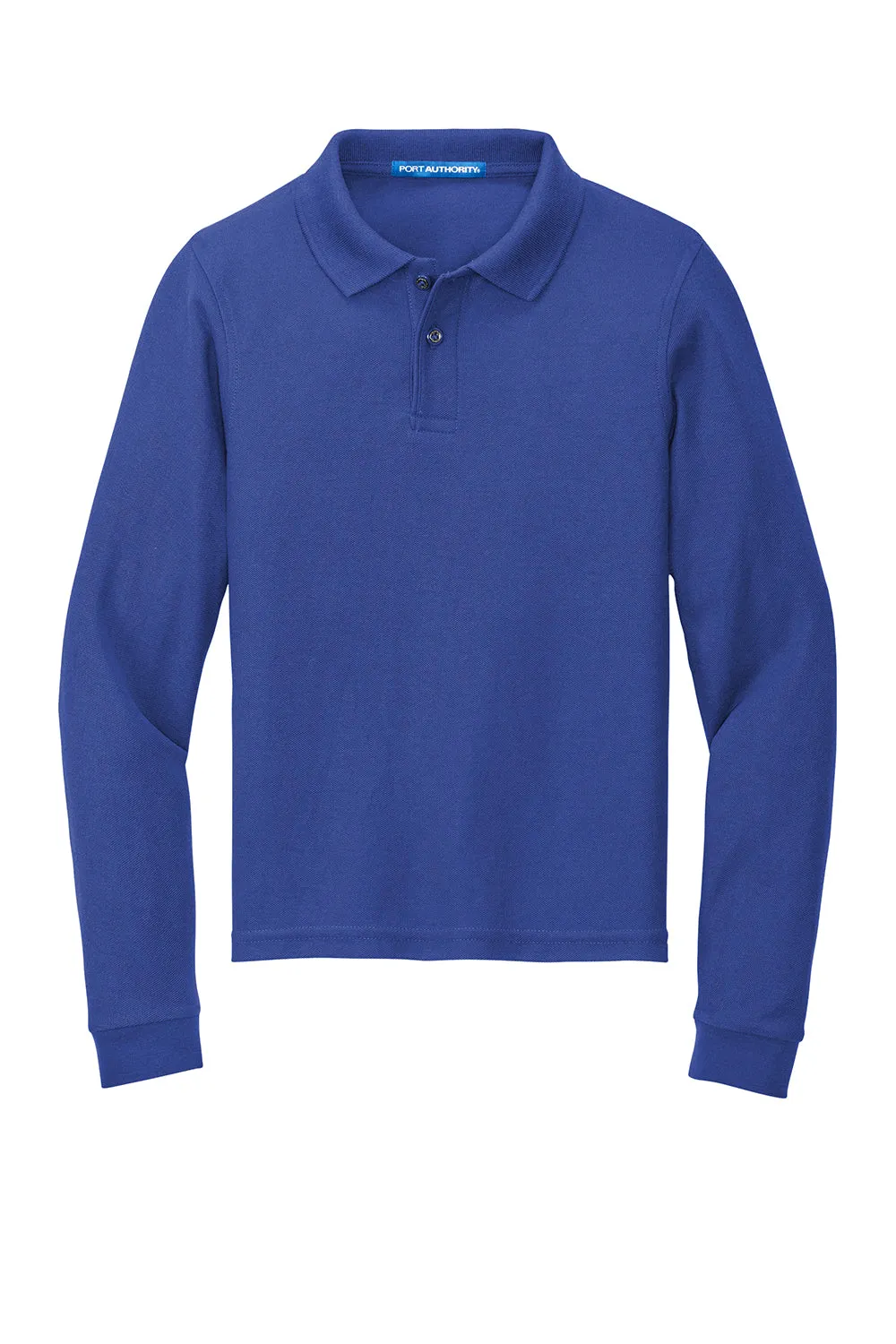 Port Authority Youth Silk Touch Wrinkle Resistant Long Sleeve Polo Shirt - Royal Blue
