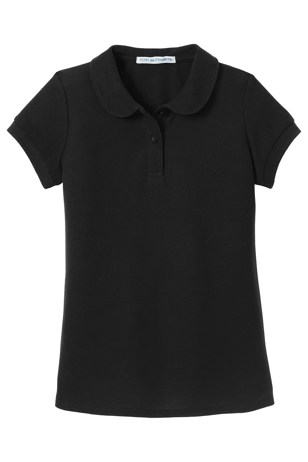 Port Authority Youth Silk Touch Wrinkle Resistant Short Sleeve Polo Shirt - Black - Closeout