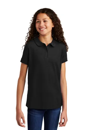 Port Authority Youth Silk Touch Wrinkle Resistant Short Sleeve Polo Shirt - Black - Closeout