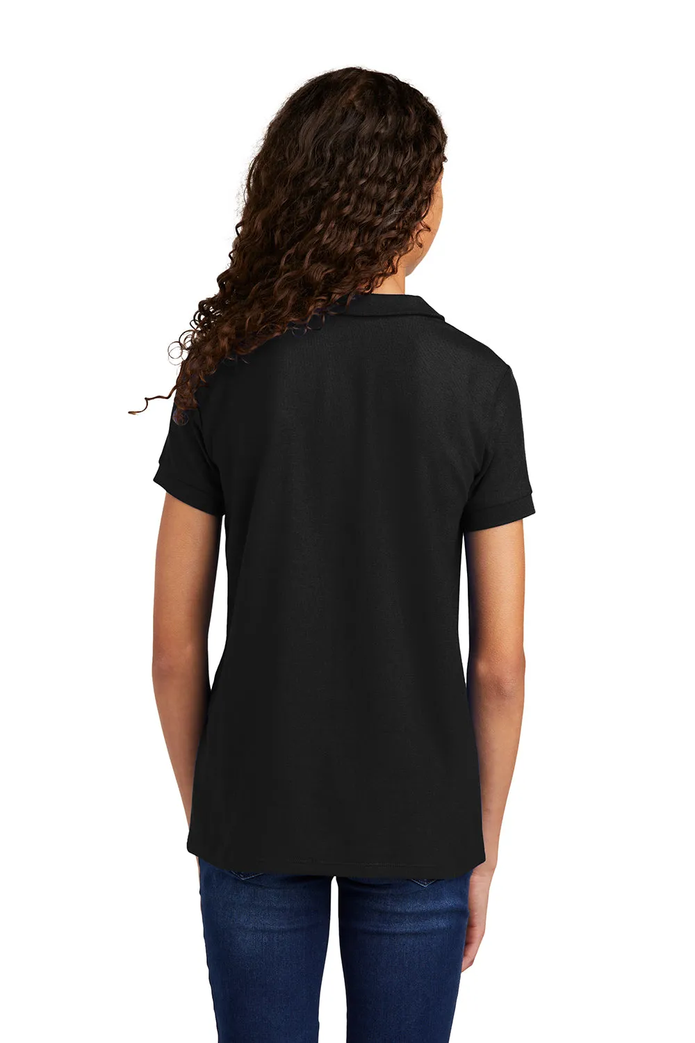 Port Authority Youth Silk Touch Wrinkle Resistant Short Sleeve Polo Shirt - Black - Closeout