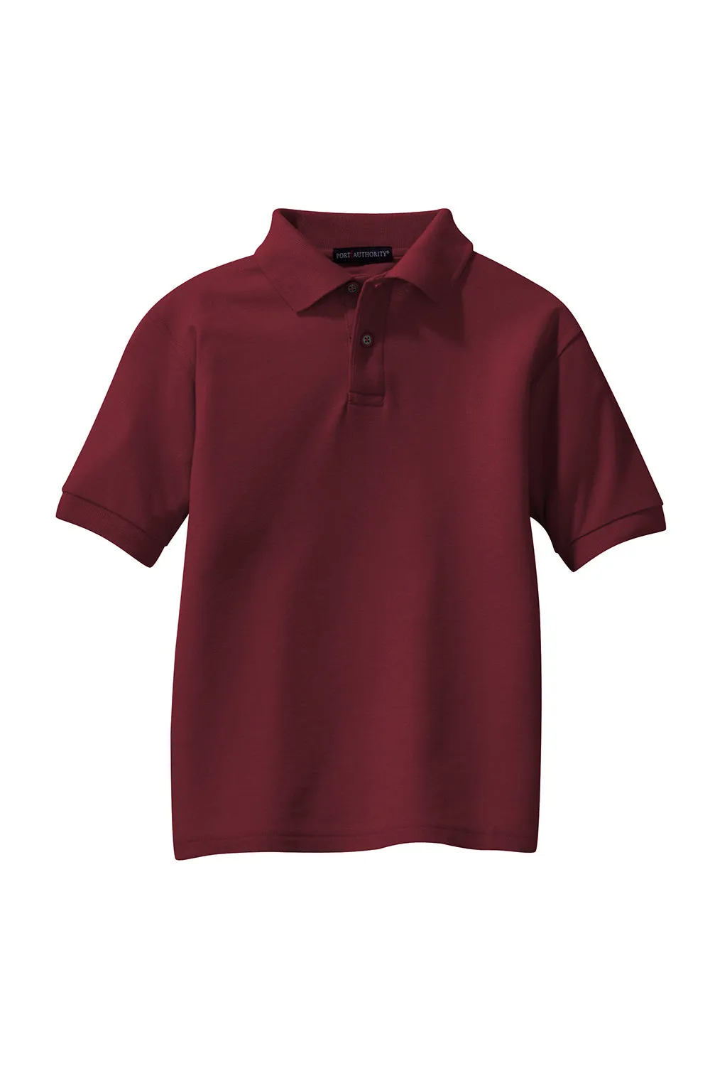 Port Authority Youth Silk Touch Wrinkle Resistant Short Sleeve Polo Shirt - Burgundy