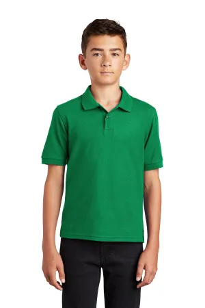 Port Authority Youth Silk Touch Wrinkle Resistant Short Sleeve Polo Shirt - Kelly Green