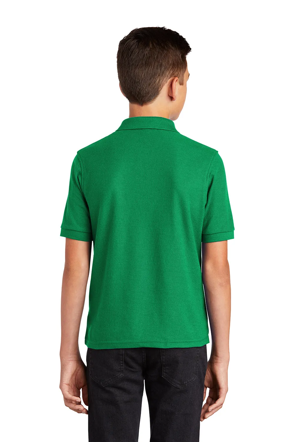 Port Authority Youth Silk Touch Wrinkle Resistant Short Sleeve Polo Shirt - Kelly Green
