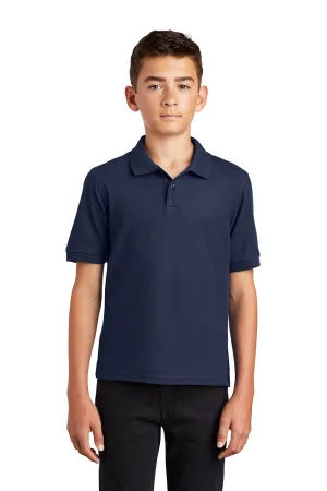 Port Authority Youth Silk Touch Wrinkle Resistant Short Sleeve Polo Shirt - Navy Blue